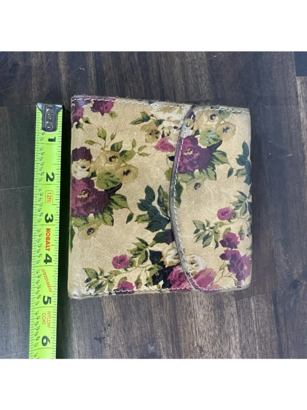 Patricia Nash Astra Wallet Antique Rose Leather tan purple green 4713
